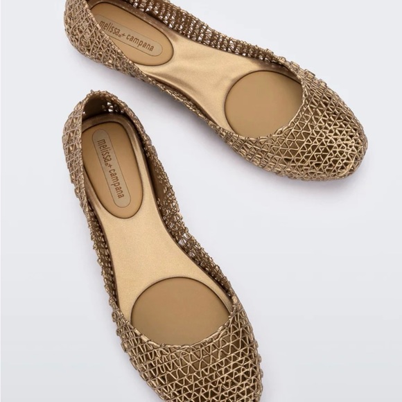 Melissa Shoes - Melissa Gold Glitter Campana - Size 8